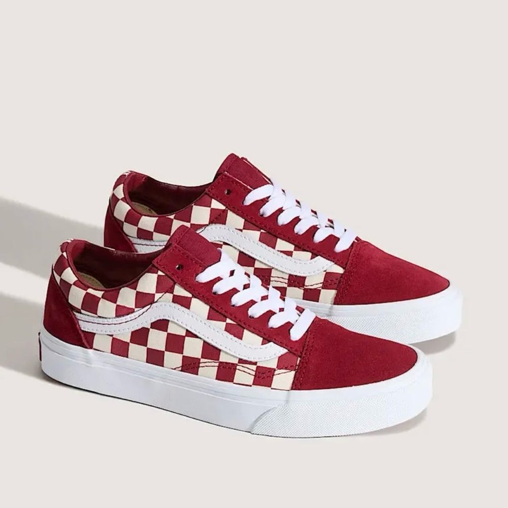 Vans Red and White Checkered Sneakers